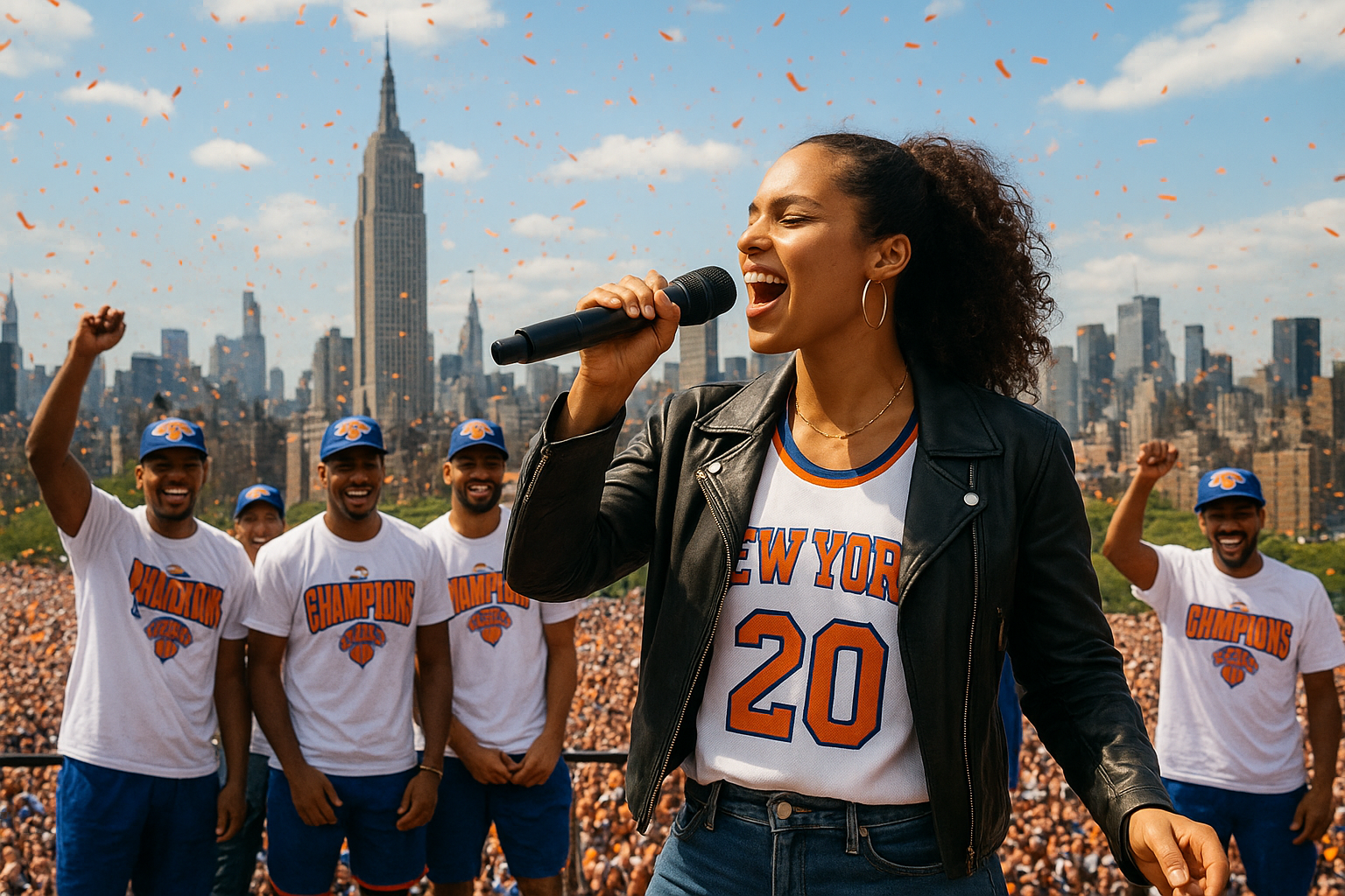 Alicia Keys Joins New York Knicks for Celebratory Parade Performance