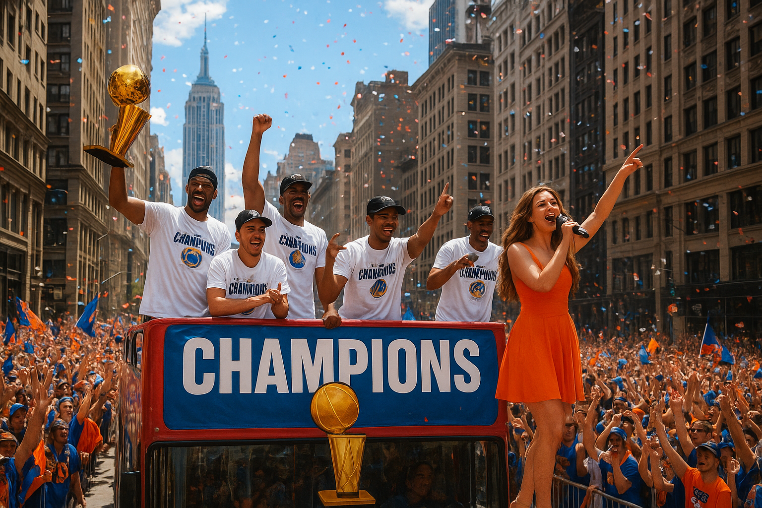 New York Knicks Celebrate with Alicia Keys at Championship Parade