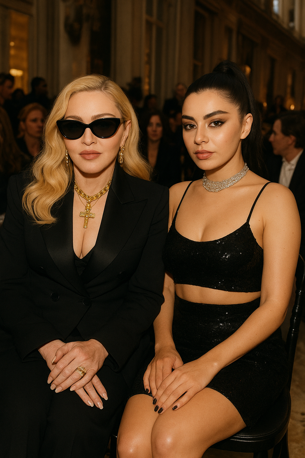 Madonna and Charli XCX Attend Saint Laurent Fashion Show in Paris